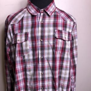 Levis Red Western Pearl Snap LONG SLEEVE SHIRT 2XL